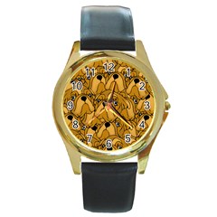 Bulldogge Round Gold Metal Watch by gasi