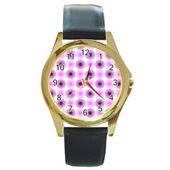 Pattern Round Gold Metal Watch by gasi