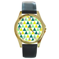 Pattern Round Gold Metal Watch by gasi