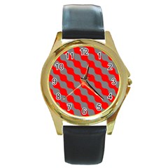 Pattern Round Gold Metal Watch by gasi