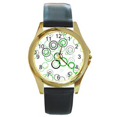 Pattern Round Gold Metal Watch by gasi