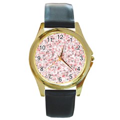 Pattern Round Gold Metal Watch by gasi