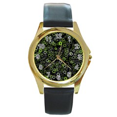 Pattern Round Gold Metal Watch by gasi