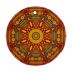 Sunshine Mandala And Other Golden Planets Ornament (round) by pepitasart