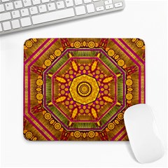 Sunshine Mandala And Other Golden Planets Large Mousepads by pepitasart