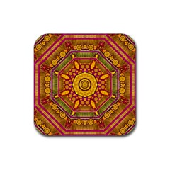 Sunshine Mandala And Other Golden Planets Rubber Coaster (square)  by pepitasart