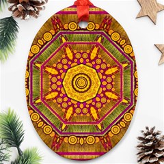 Sunshine Mandala And Other Golden Planets Oval Ornament (two Sides) by pepitasart