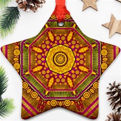 Sunshine Mandala And Other Golden Planets Star Ornament (two Sides) by pepitasart