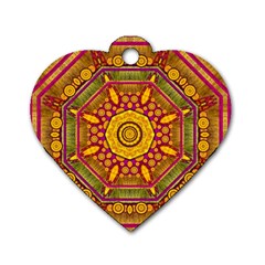 Sunshine Mandala And Other Golden Planets Dog Tag Heart (one Side) by pepitasart