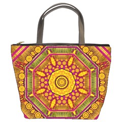 Sunshine Mandala And Other Golden Planets Bucket Bags by pepitasart