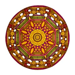 Sunshine Mandala And Other Golden Planets Round Filigree Ornament (two Sides) by pepitasart