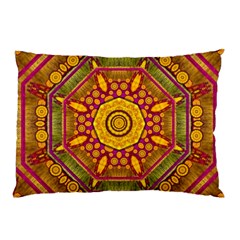 Sunshine Mandala And Other Golden Planets Pillow Case (two Sides) by pepitasart