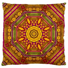 Sunshine Mandala And Other Golden Planets Large Cushion Case (one Side) by pepitasart