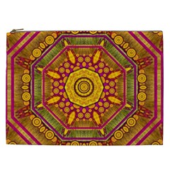 Sunshine Mandala And Other Golden Planets Cosmetic Bag (xxl)  by pepitasart