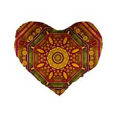 Sunshine Mandala And Other Golden Planets Standard 16  Premium Heart Shape Cushions by pepitasart