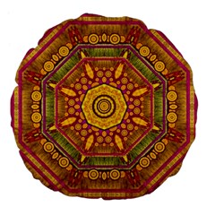 Sunshine Mandala And Other Golden Planets Large 18  Premium Flano Round Cushions by pepitasart