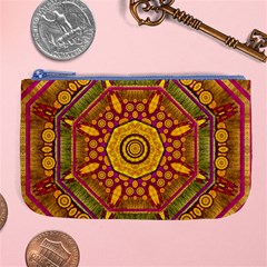 Sunshine Mandala And Other Golden Planets Large Coin Purse by pepitasart