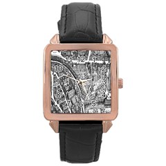 Frankfurt Judengasse Rose Gold Leather Watch  by Celenk