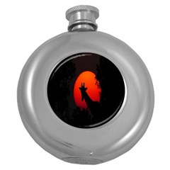 Giraffe Animal Africa Sunset Round Hip Flask (5 Oz) by Celenk