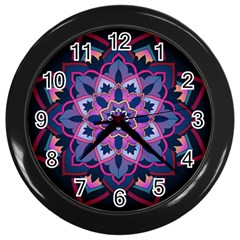 Mandala Circular Pattern Wall Clocks (black) by Celenk