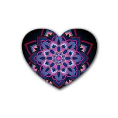 Mandala Circular Pattern Heart Coaster (4 Pack)  by Celenk