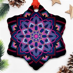 Mandala Circular Pattern Snowflake Ornament (two Sides) by Celenk