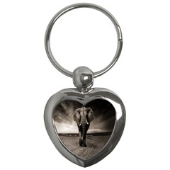 Elephant Black And White Animal Key Chains (heart)  by Celenk