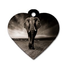 Elephant Black And White Animal Dog Tag Heart (one Side) by Celenk