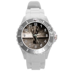 Elephant Black And White Animal Round Plastic Sport Watch (l) by Celenk