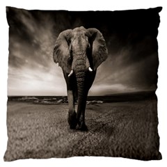 Elephant Black And White Animal Large Cushion Case (two Sides) by Celenk