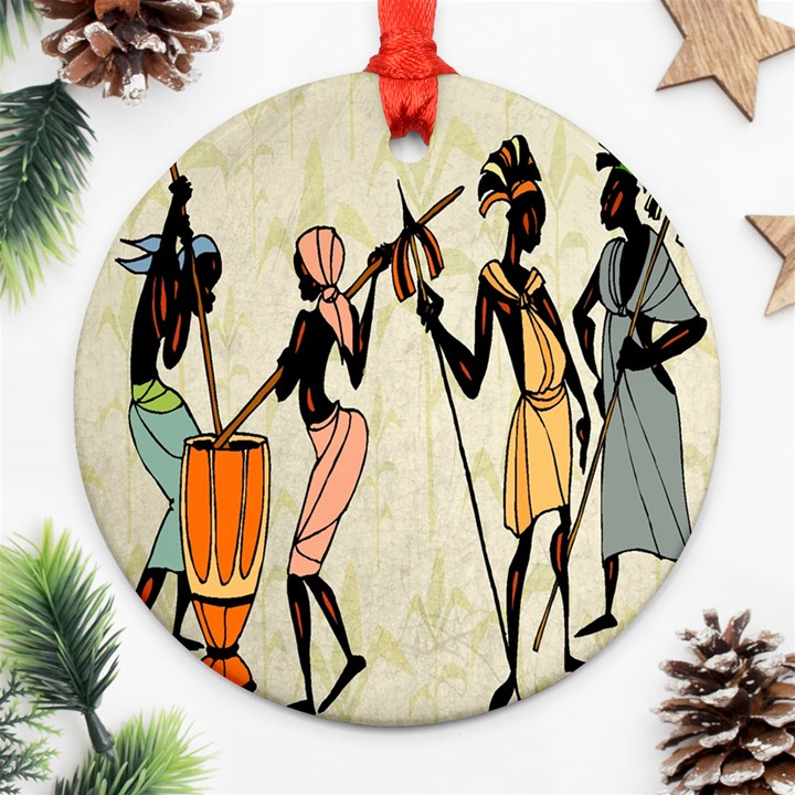 Man Ethic African People Collage Ornament (Round)