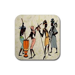 Man Ethic African People Collage Rubber Coaster (square)  by Celenk