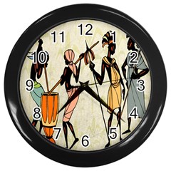 Man Ethic African People Collage Wall Clocks (black) by Celenk