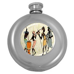 Man Ethic African People Collage Round Hip Flask (5 Oz) by Celenk