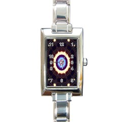 Mandala Art Design Pattern Rectangle Italian Charm Watch by Celenk