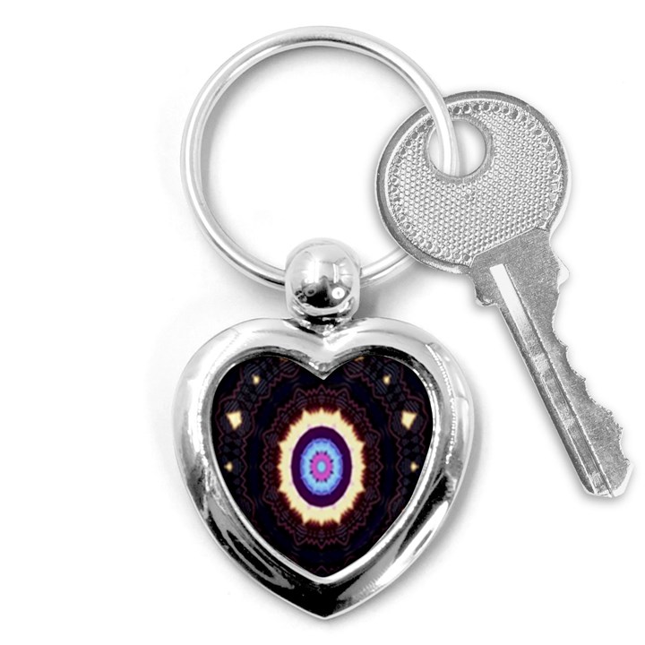 Mandala Art Design Pattern Key Chains (Heart) 