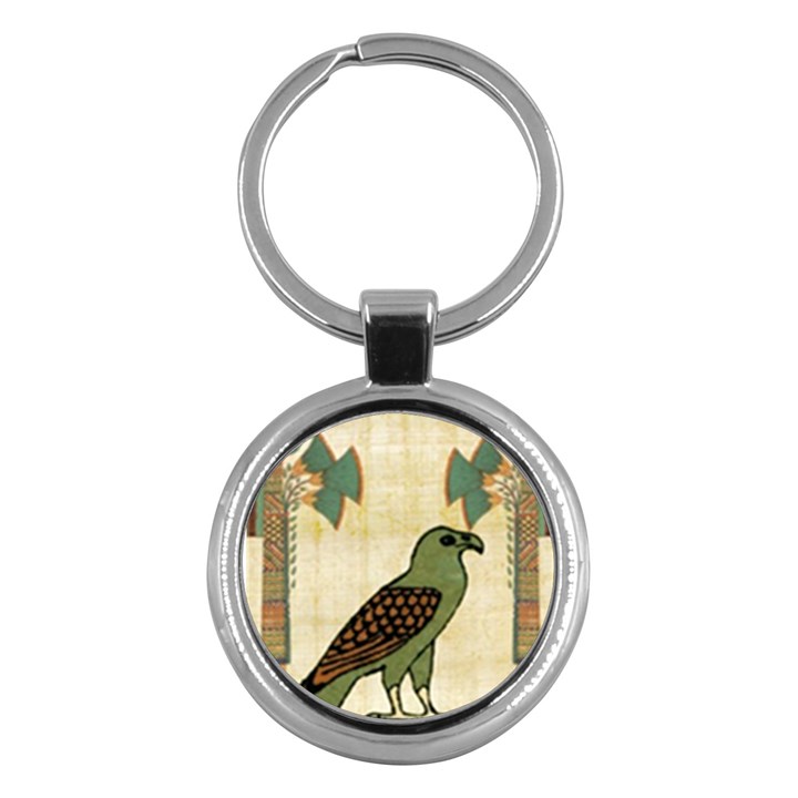 Egyptian Paper Papyrus Bird Key Chains (Round) 