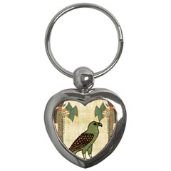 Egyptian Paper Papyrus Bird Key Chains (heart)  by Celenk