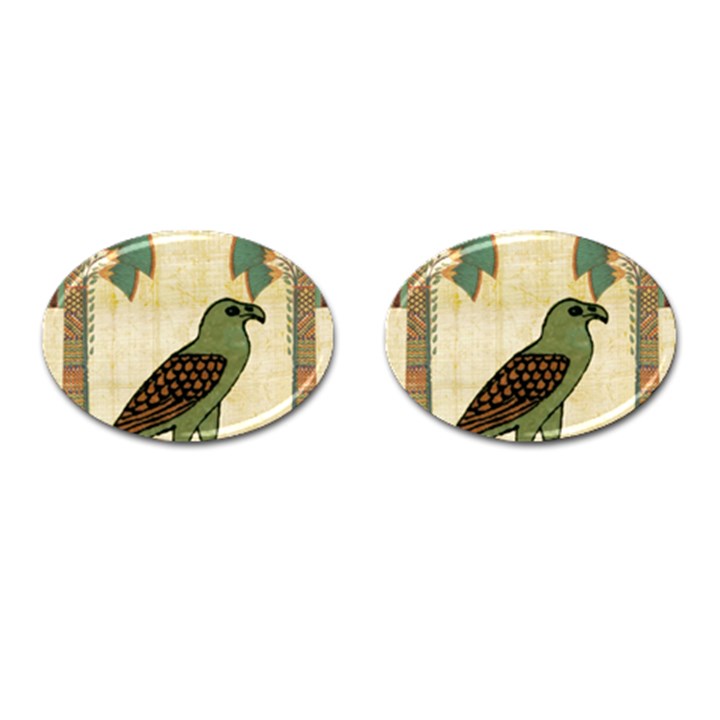 Egyptian Paper Papyrus Bird Cufflinks (Oval)