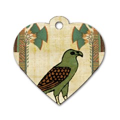 Egyptian Paper Papyrus Bird Dog Tag Heart (one Side) by Celenk