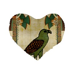 Egyptian Paper Papyrus Bird Standard 16  Premium Flano Heart Shape Cushions by Celenk