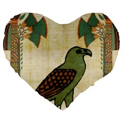 Egyptian Paper Papyrus Bird Large 19  Premium Flano Heart Shape Cushions by Celenk