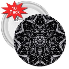 Mandala Psychedelic Neon 3  Buttons (10 Pack)  by Celenk