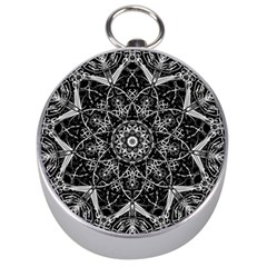 Mandala Psychedelic Neon Silver Compasses by Celenk