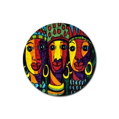 Ethnic Bold Bright Artistic Paper Rubber Coaster (round)  by Celenk