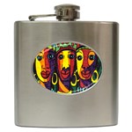 Ethnic Bold Bright Artistic Paper Hip Flask (6 oz) Front