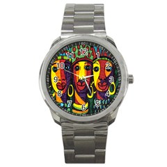 Ethnic Bold Bright Artistic Paper Sport Metal Watch by Celenk