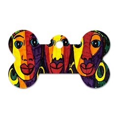 Ethnic Bold Bright Artistic Paper Dog Tag Bone (two Sides) by Celenk