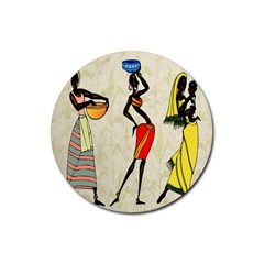 Woman Ethic African People Collage Rubber Coaster (round)  by Celenk