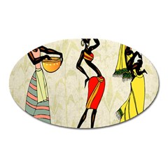 Woman Ethic African People Collage Oval Magnet by Celenk